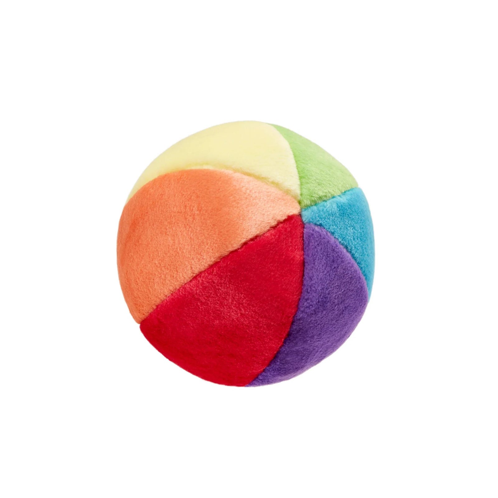 Fluff & Tuff Mini Beach Ball colourful plush dog toy on white background
