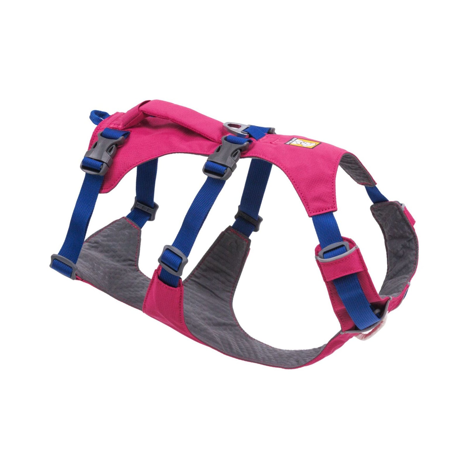 Ruffwear Flagline dog harness in Alpenglow Pink, front view showing chest panel and handle