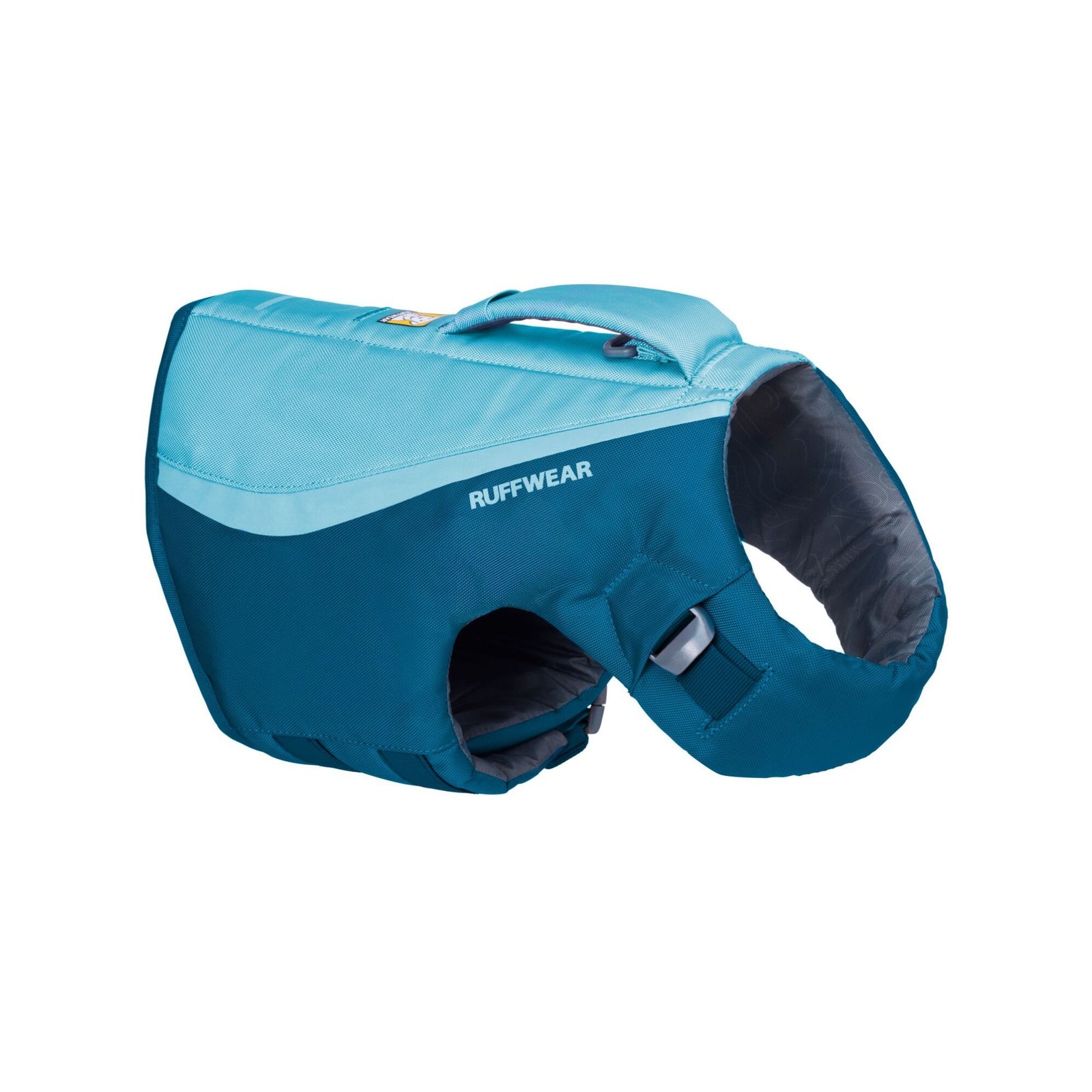 Ruffwear Float Coat dog life jacket in Deep Blue, front three-quarter view on white