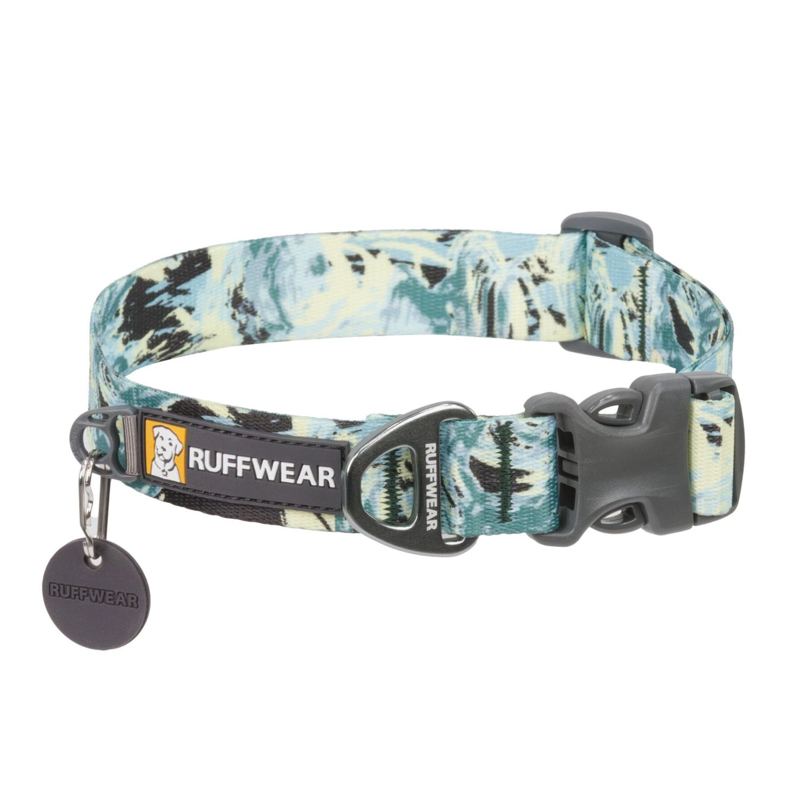 Ruffwear Front Range Dog Collar in Sweeping Sage studio shot on white background