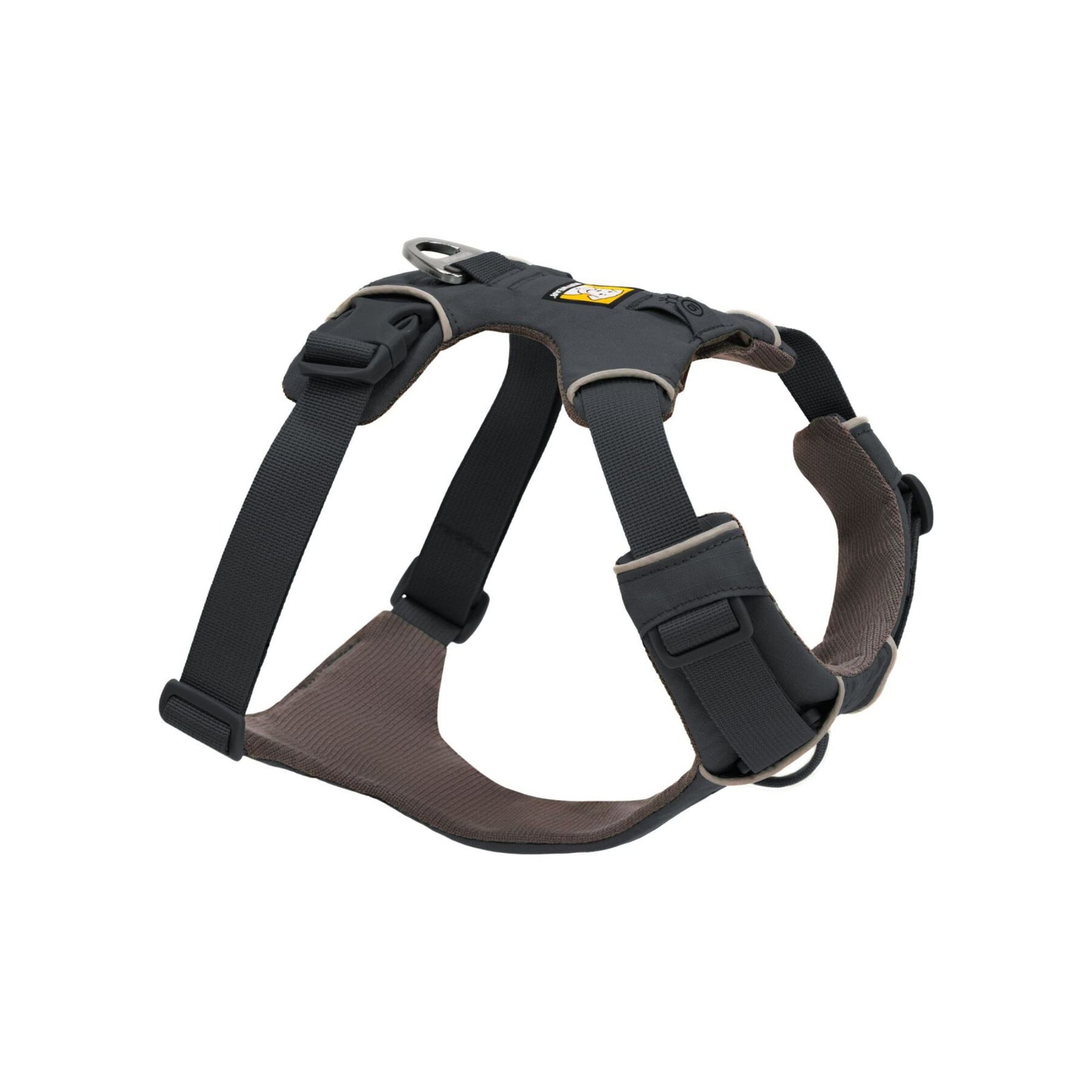 Ruffwear Front Range Harness in Basalt Gray shown from the front on a white background