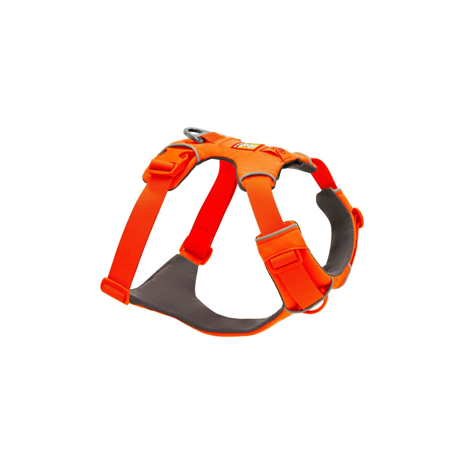 Ruffwear Front Range Harness in Blaze Orange shown from the front on a white background