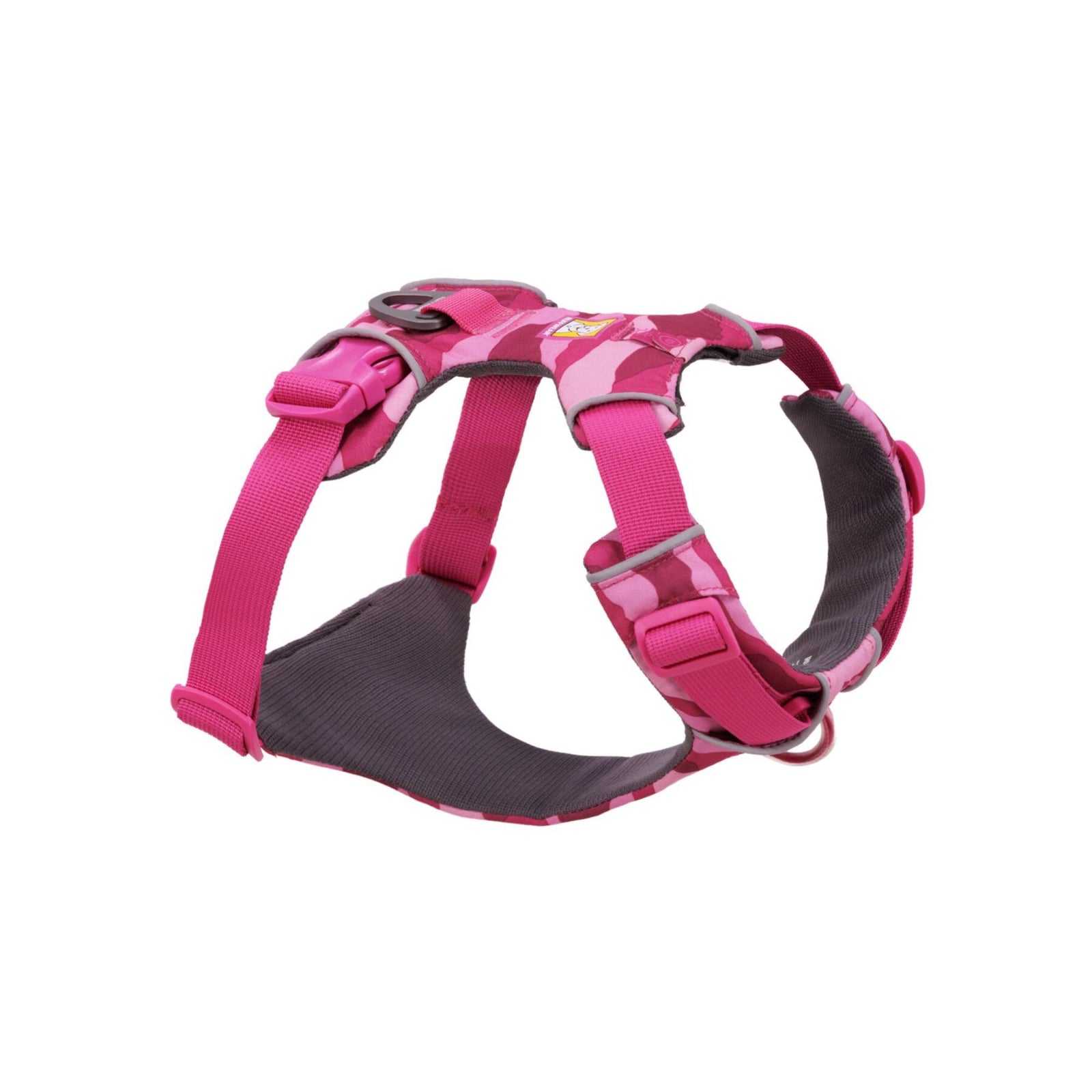 Ruffwear Front Range Harness in Pink Mountains shown from the front on a white background