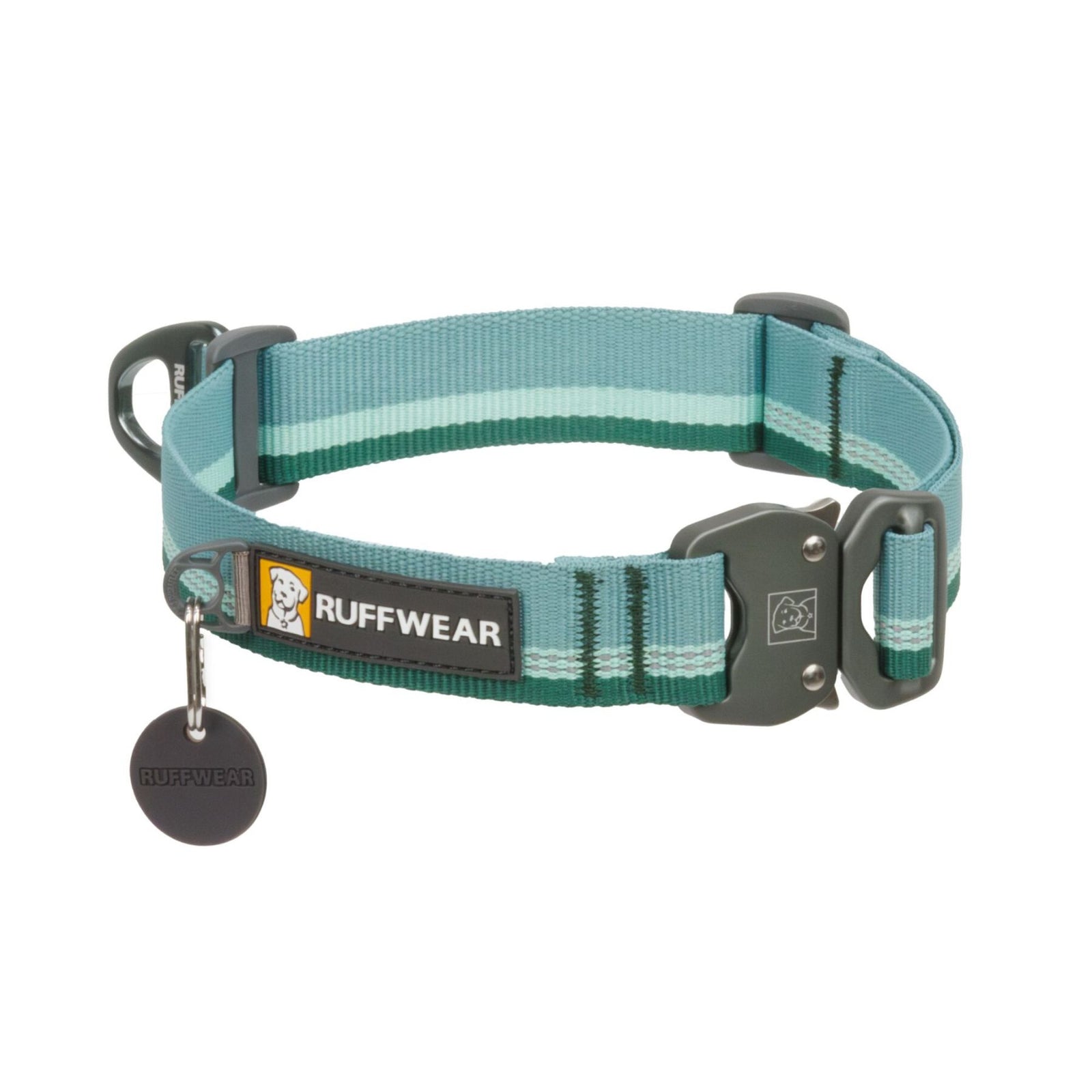 Ruffwear Top Rope Dog Collar in River Rock Green on white background