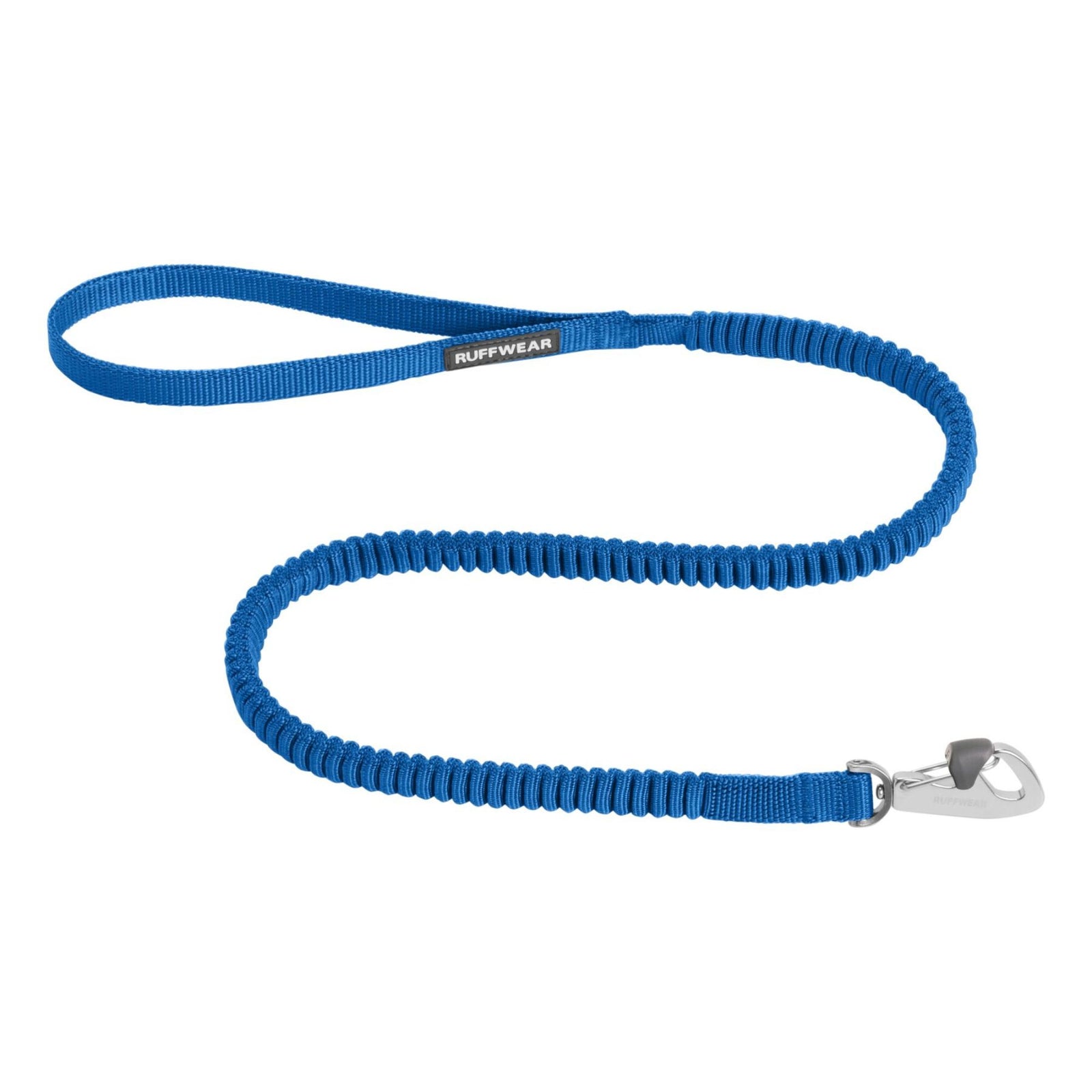 Ruffwear Trail Runner Lead in Blue Pool — full lead showing Wavelength stretch webbing and Crux Clip