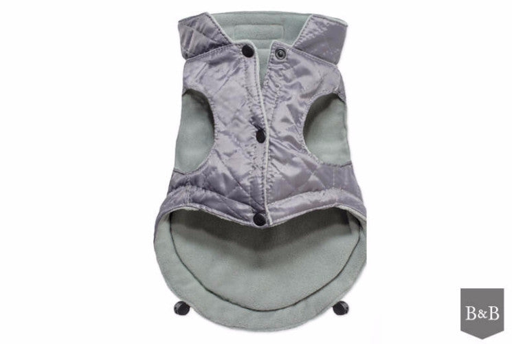 Bowl & Bone Spirit Jacket Grey, Quilted Dog Coat | Barks & Bunnies
