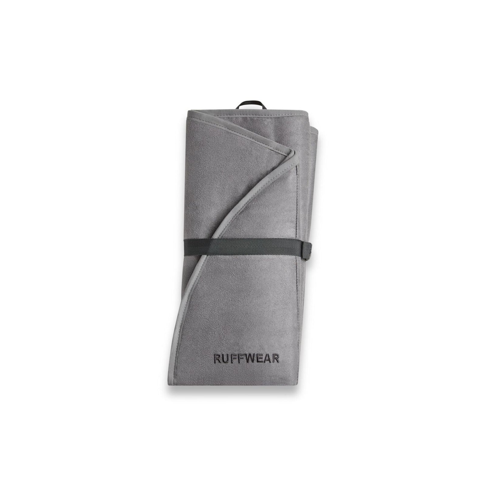 Ruffwear Highlands Pad folded and strapped for transport, Cloudburst Gray
