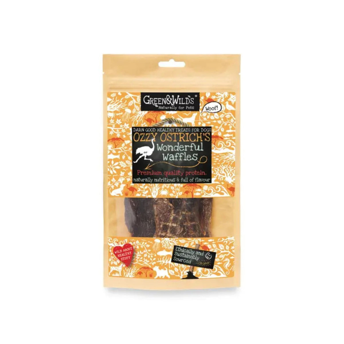 Green &amp; Wilds Ozzy Ostrich's Wonderful Waffles Dog Treats | Barks &amp; Bunnies