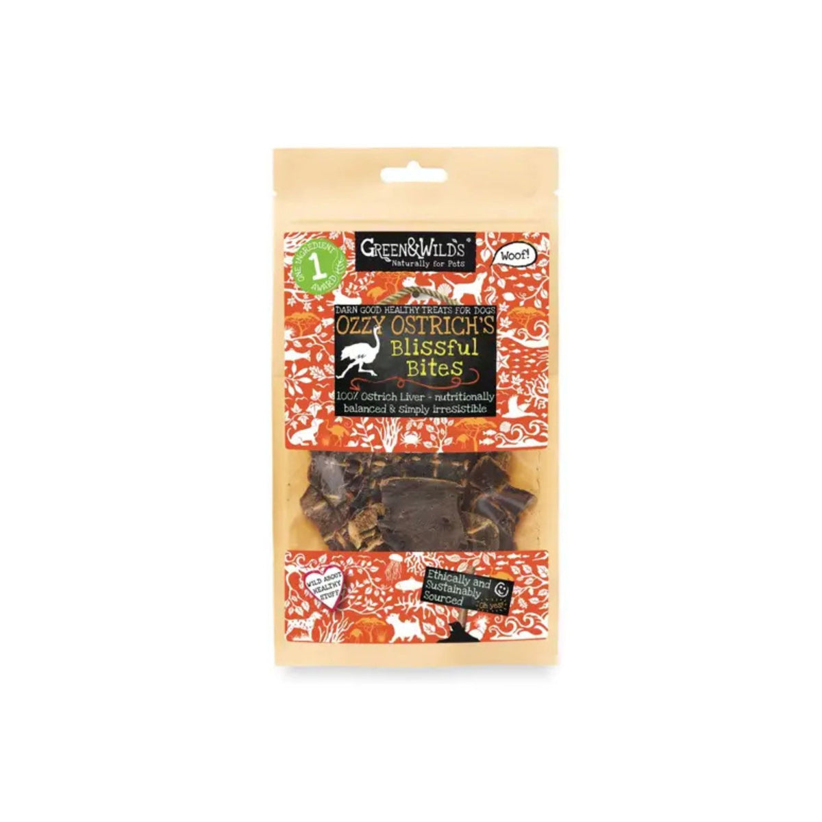 Green &amp; Wilds Ozzy Ostrich's Blissful Bites Dog Treats | Barks &amp; Bunnies