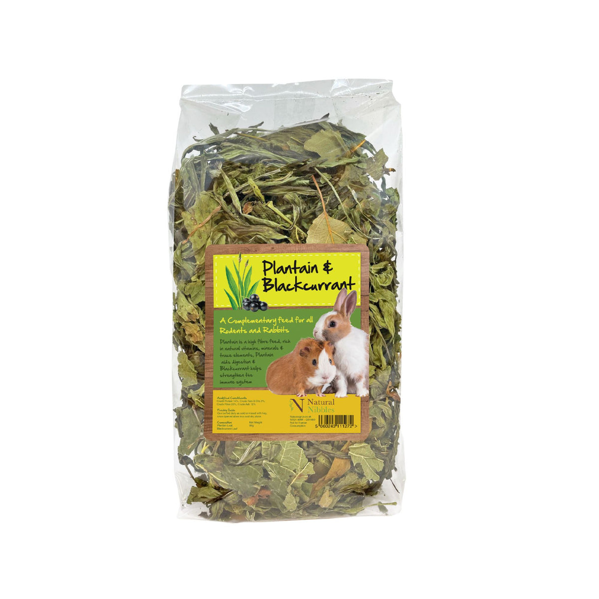 Natural Nibbles Plantain &amp; Blackcurrant Dried Herbs for Small Animals | Barks &amp; Bunnies
