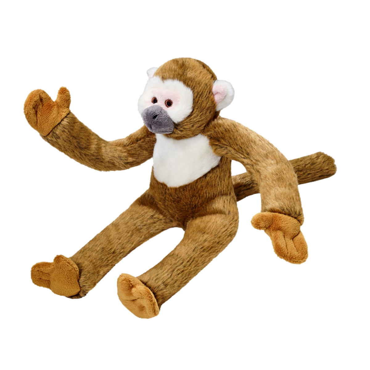 Fluff &amp; Tuff Albert Squirrel Monkey brown plush dog toy on white background

