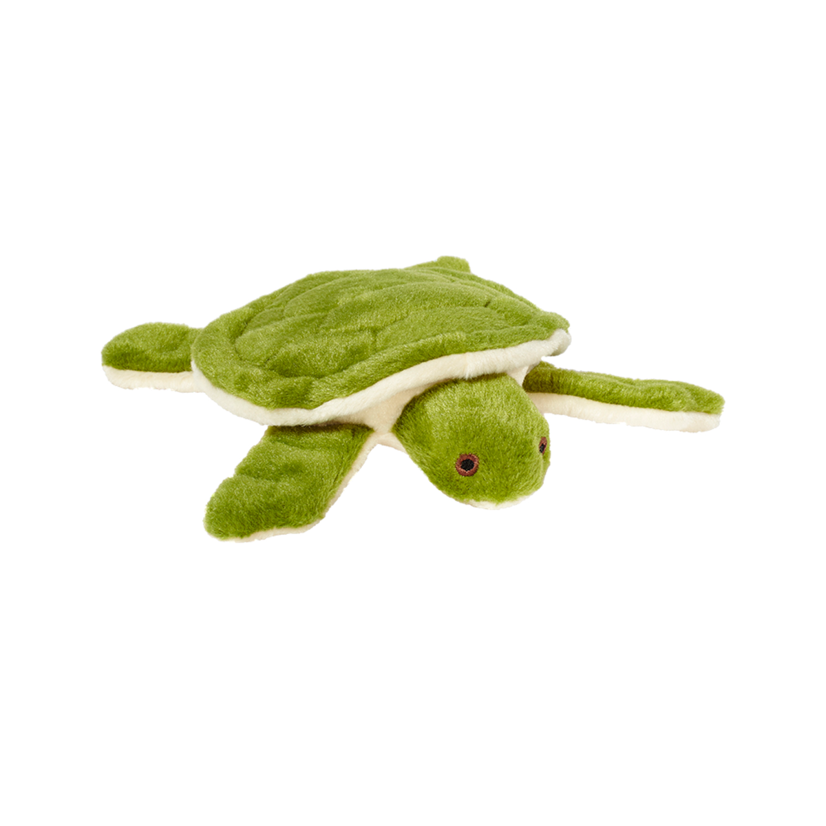 Fluff &amp; Tuff Esmerelda Turtle plush dog toy - soft green sea turtle with cream-edged shell and floppy flippers