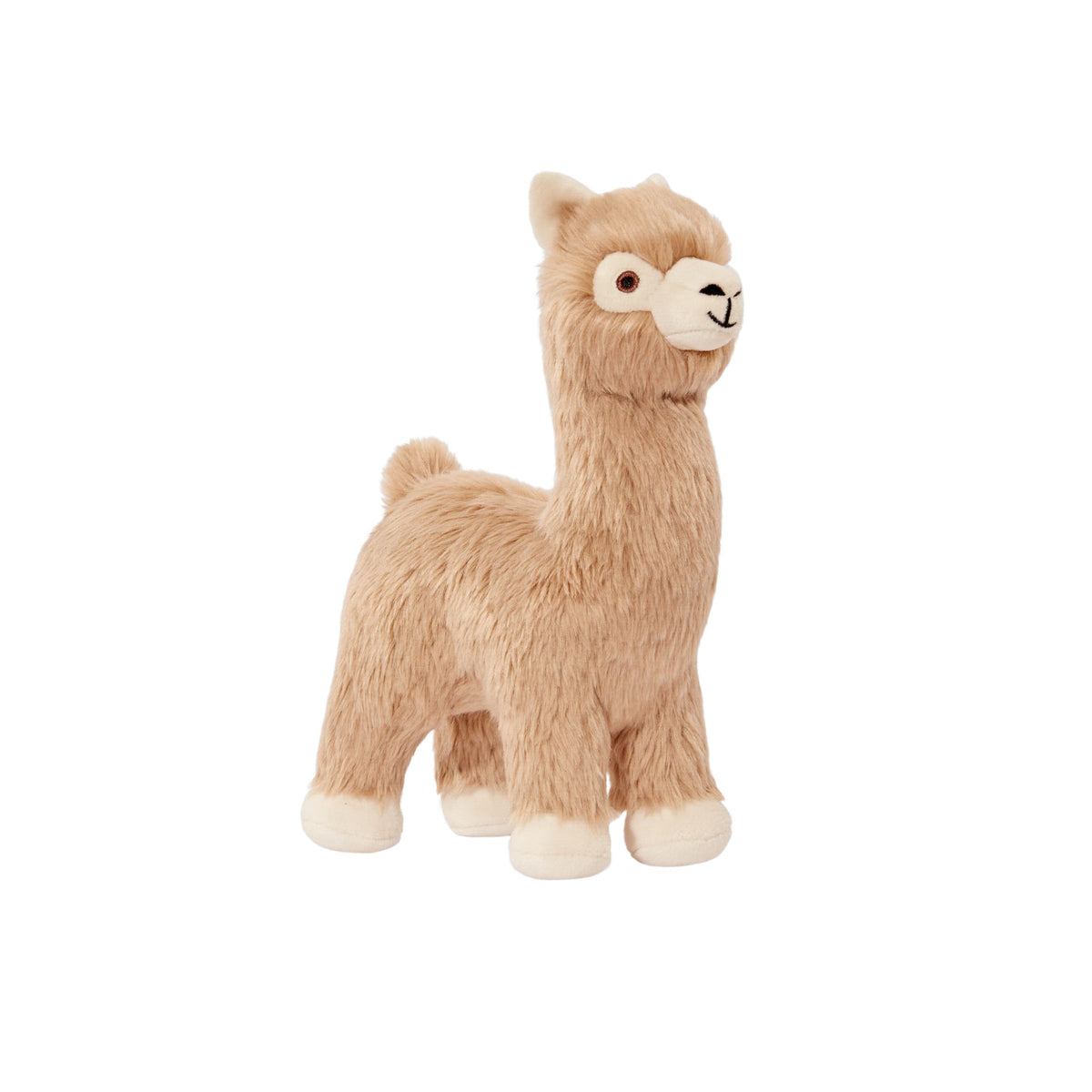 Fluff &amp; Tuff Inca Alpaca sandy luxury plush dog toy standing on transparent background