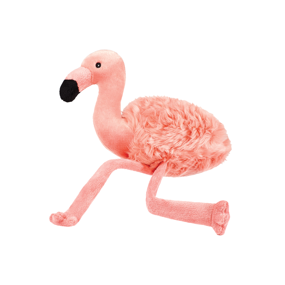 Fluff &amp; Tuff Lola Flamingo plush dog toy - pink flamingo with fluffy feathered body, long legs and black beak
