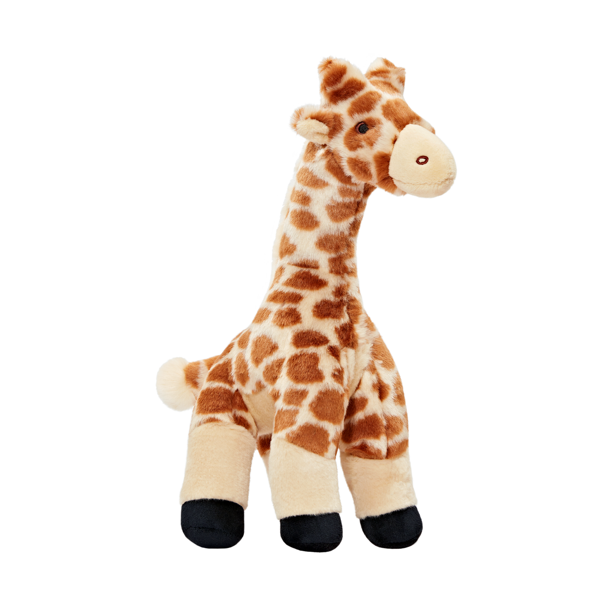 Fluff &amp; Tuff Nelly Giraffe plush dog toy - cream and brown spotted giraffe with long neck and black hooves