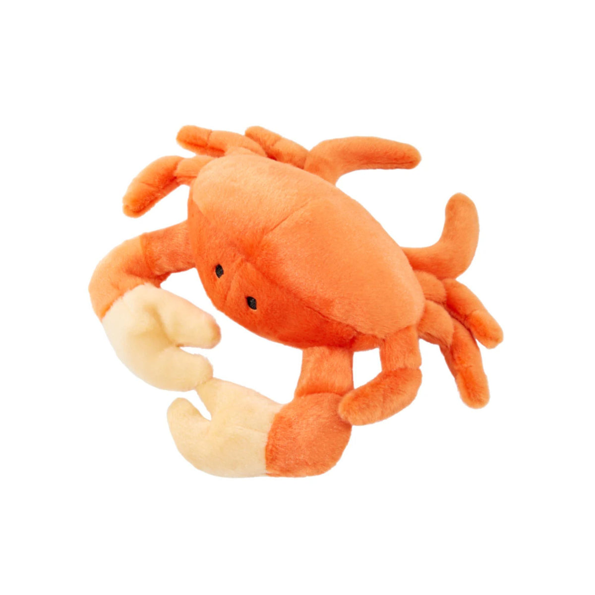 Fluff &amp; Tuff Phyllis Crab medium plush dog toy in orange on white background