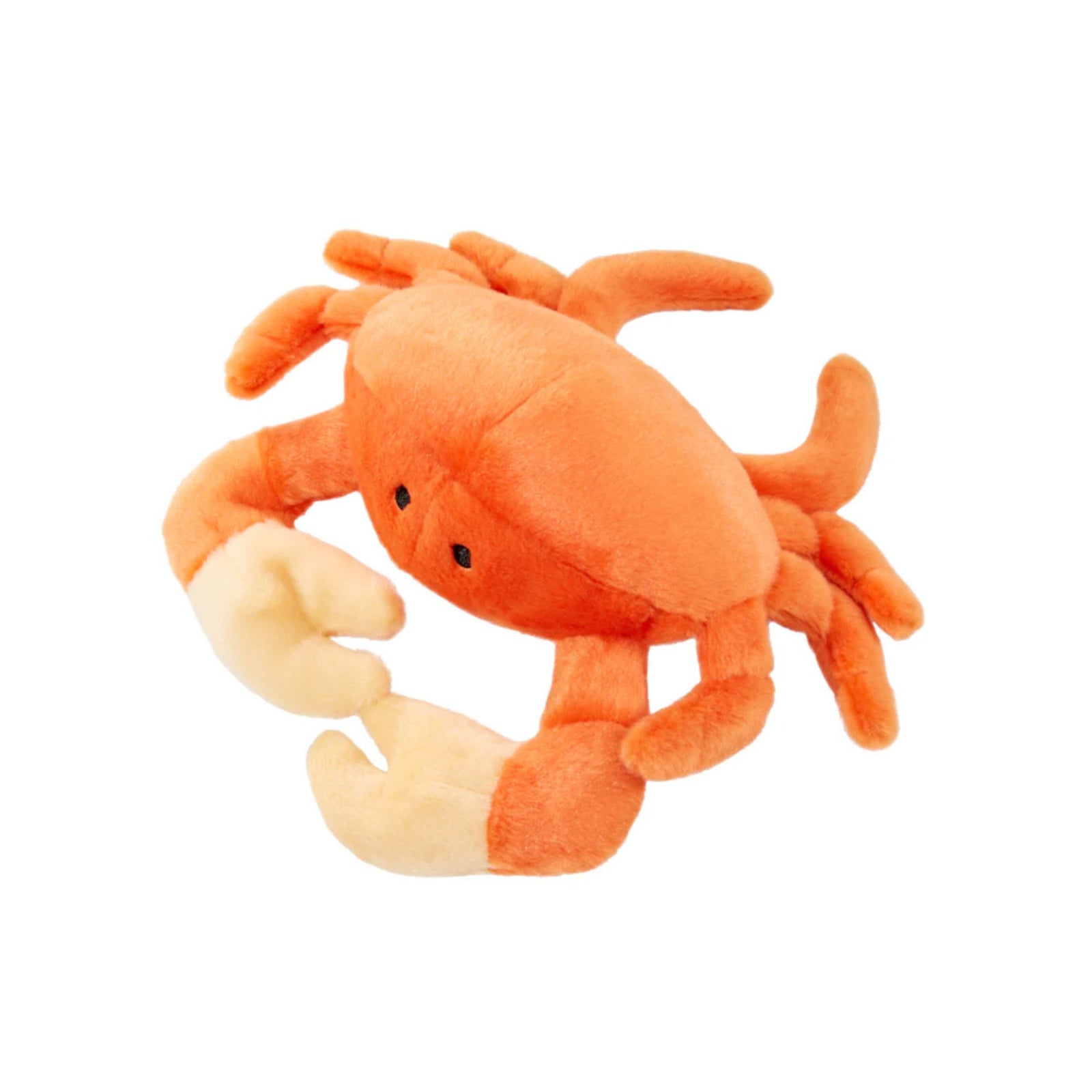Fluff & Tuff Phyllis Crab medium plush dog toy in orange on white background