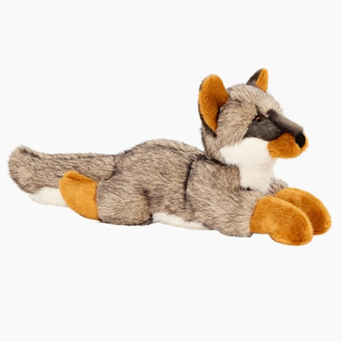 Fluff &amp; Tuff Sterling Silver Fox squeaky plush dog toy, medium size, 15 inches long