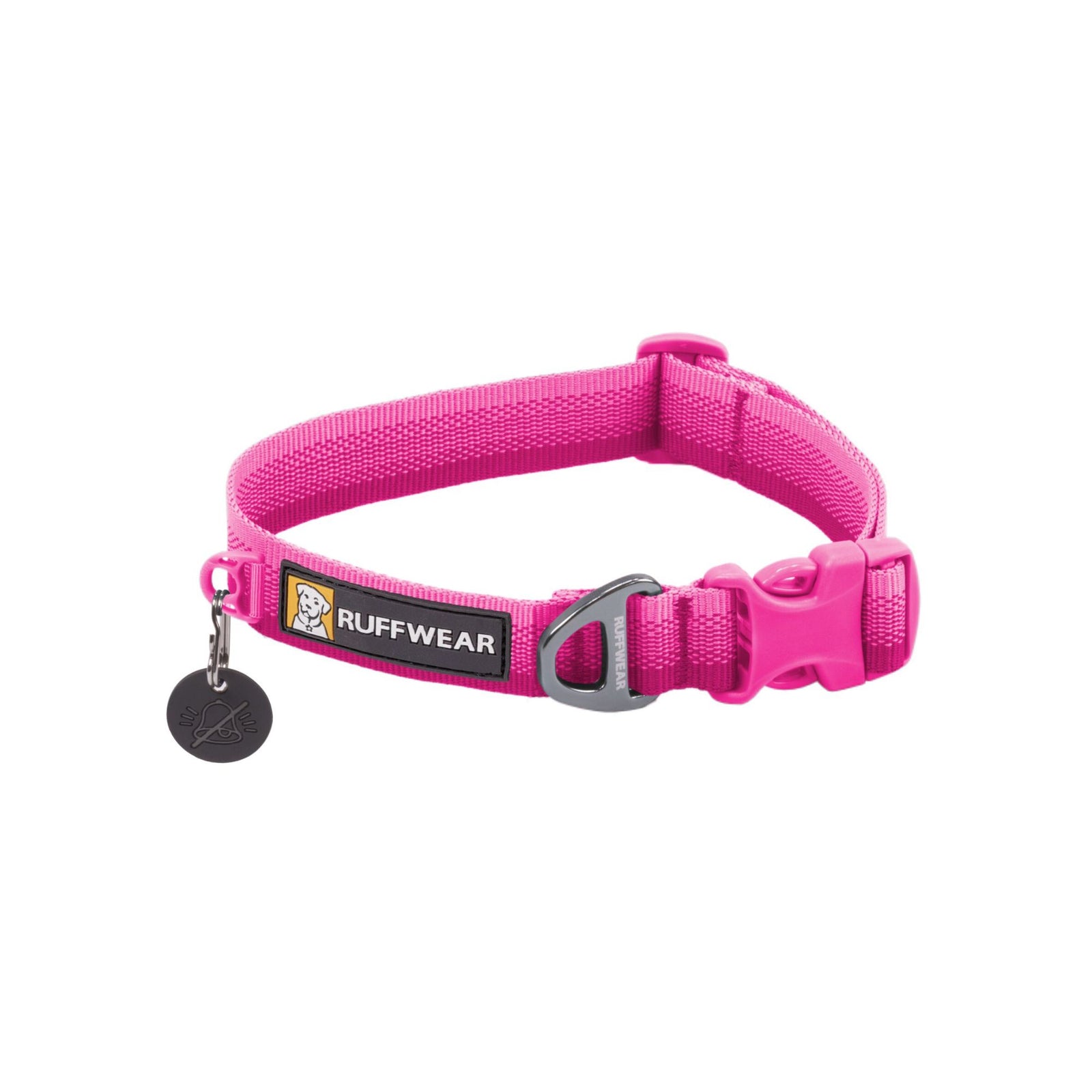 Ruffwear Front Range Dog Collar in Pink Mountains, studio shot on white background