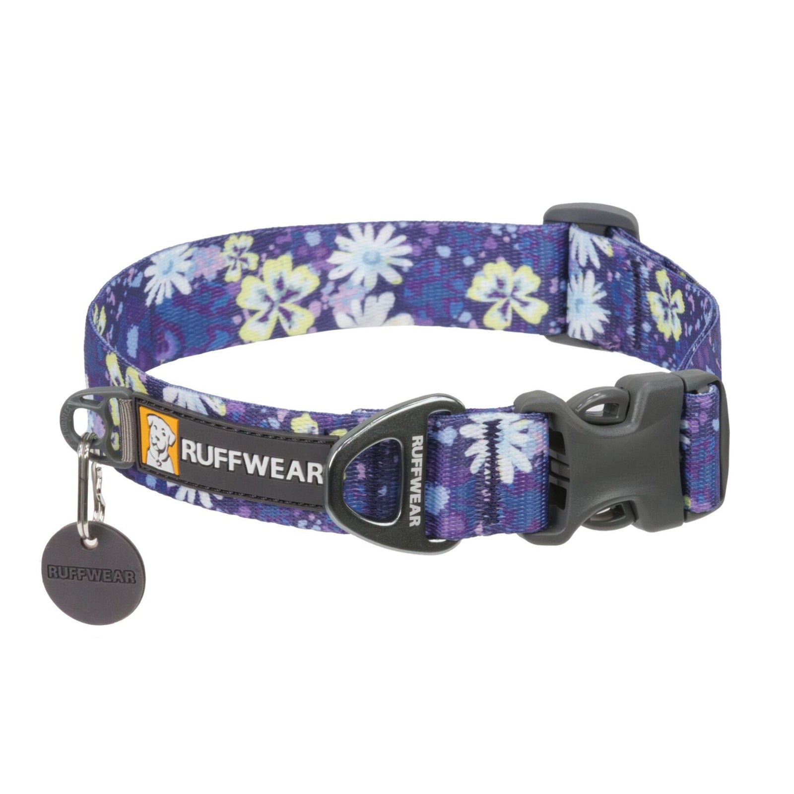 Ruffwear Front Range Dog Collar in Wildflower, studio shot on white background