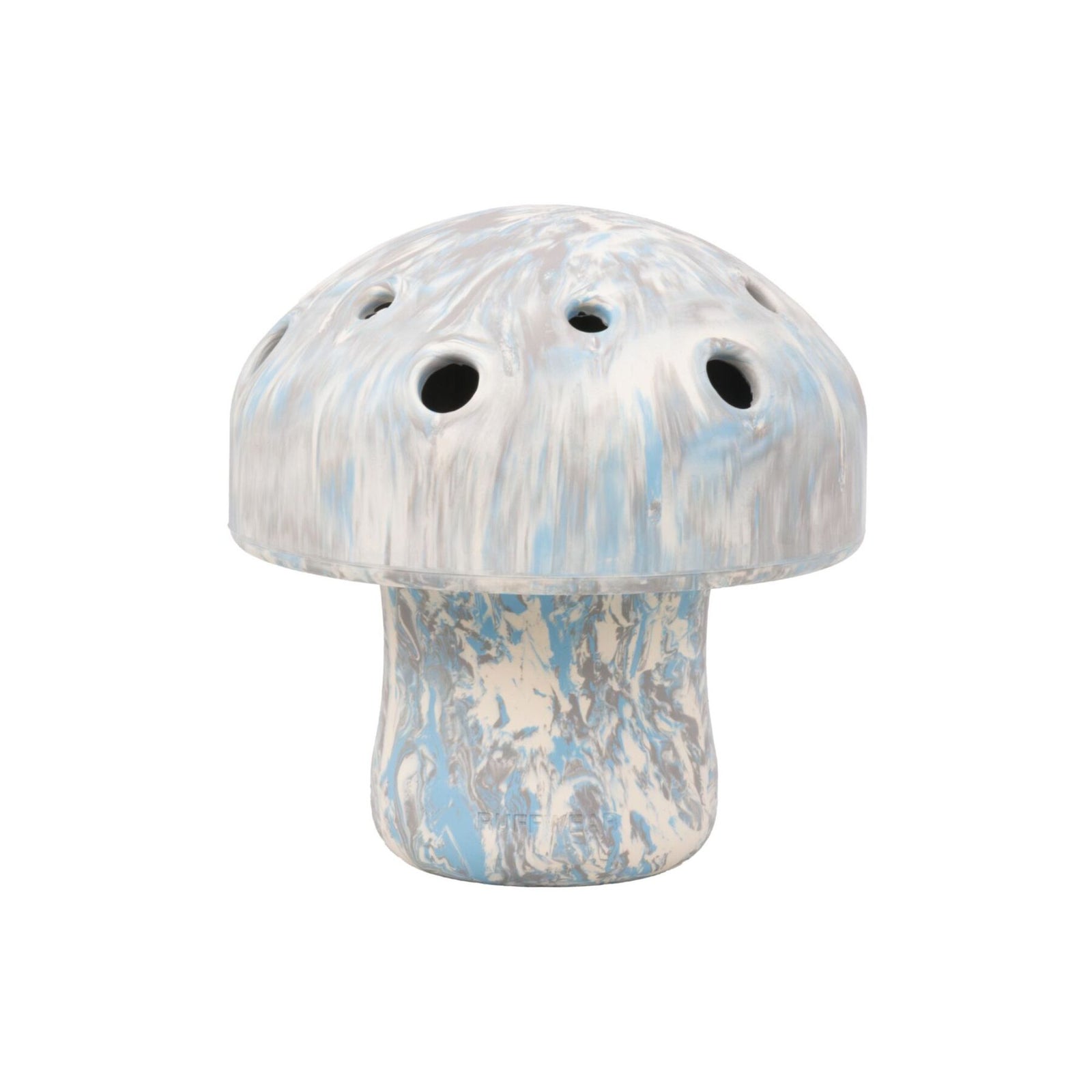 Ruffwear Porcini enrichment toy in Gray Sky - mushroom-shaped natural latex rubber slow feeder dog toy, cap and stem design shown on white background