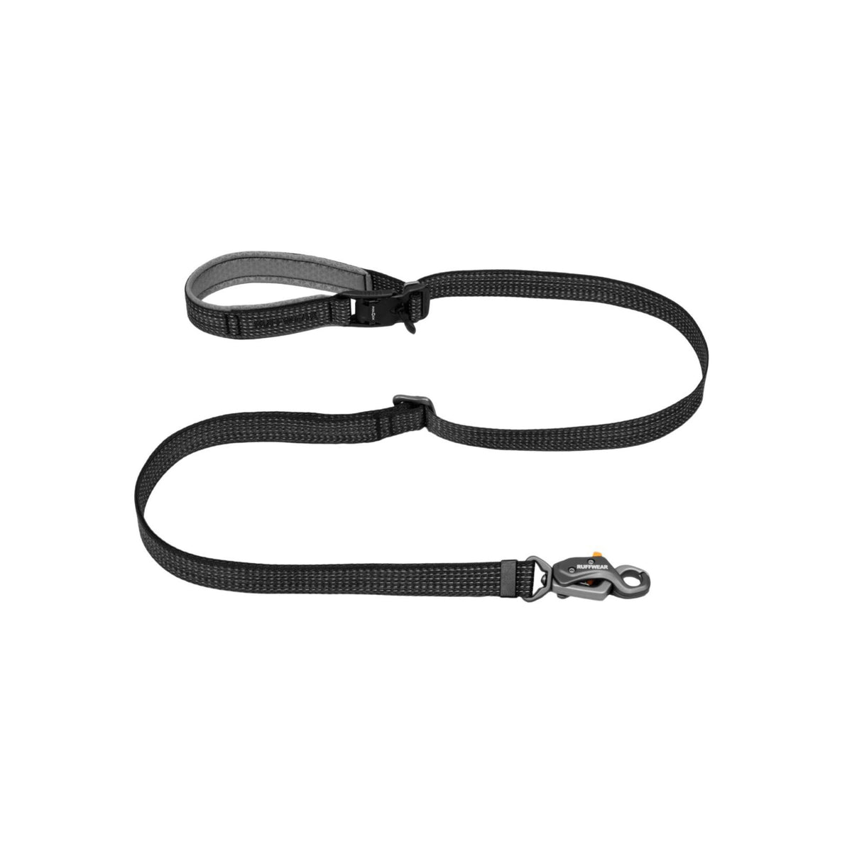 Ruffwear Ridgeline Lead full length view showing adjustable webbing and clip in Obsidian Black
