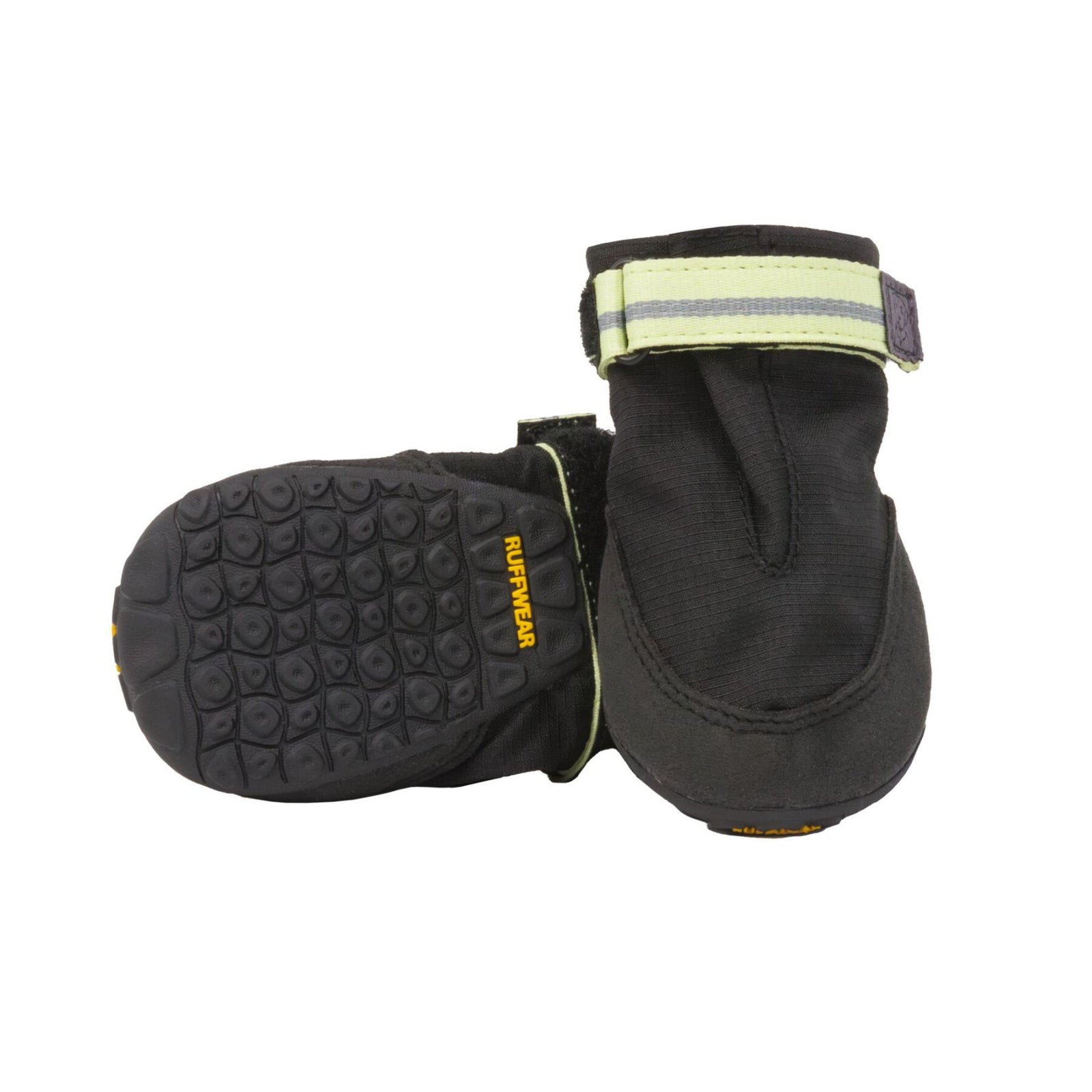 pair of Ruffwear Summit Trex in Sunrise Yellow, product shot from above showing sole