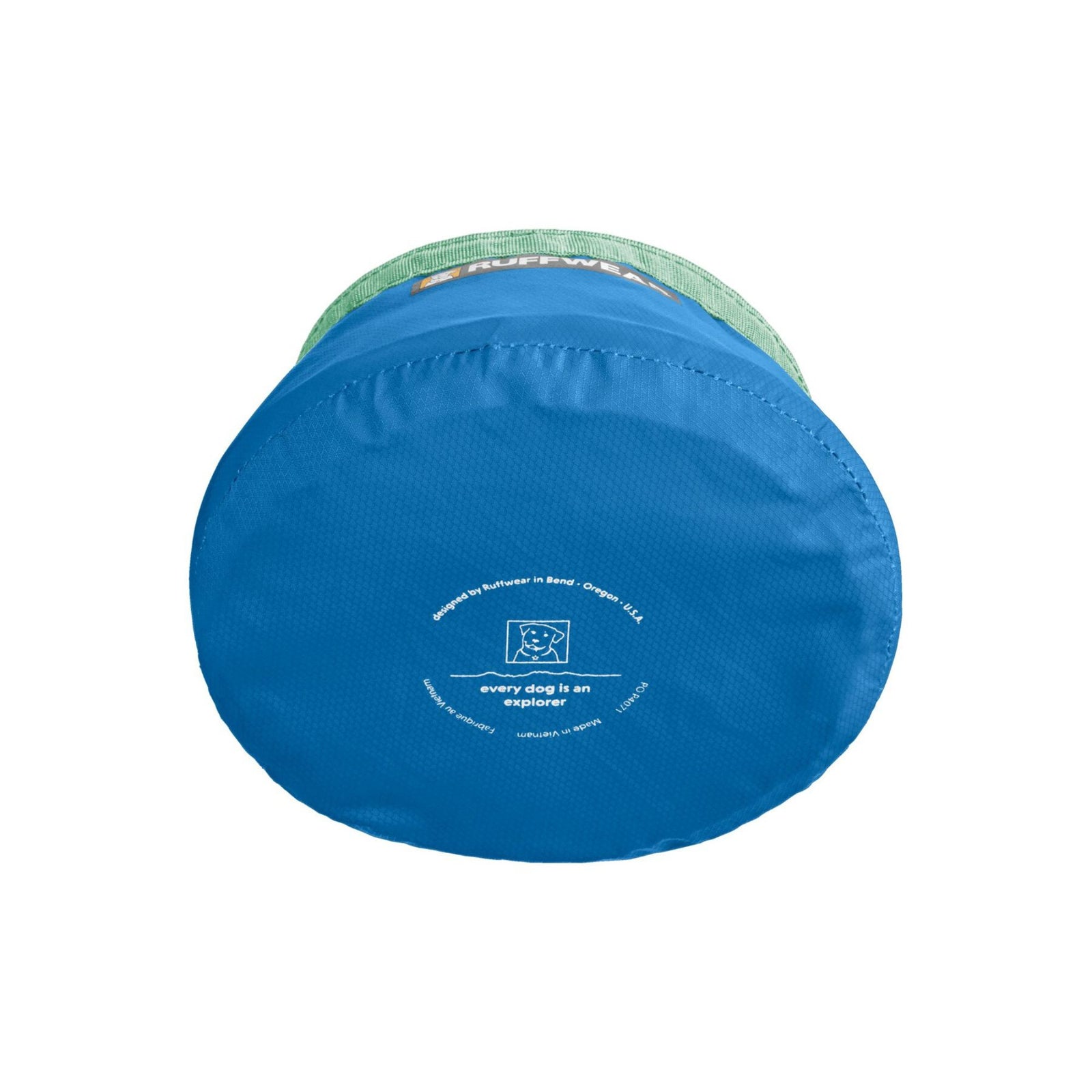 Ruffwear Trail Runner Bowl in Blue Pool, bottom view on white