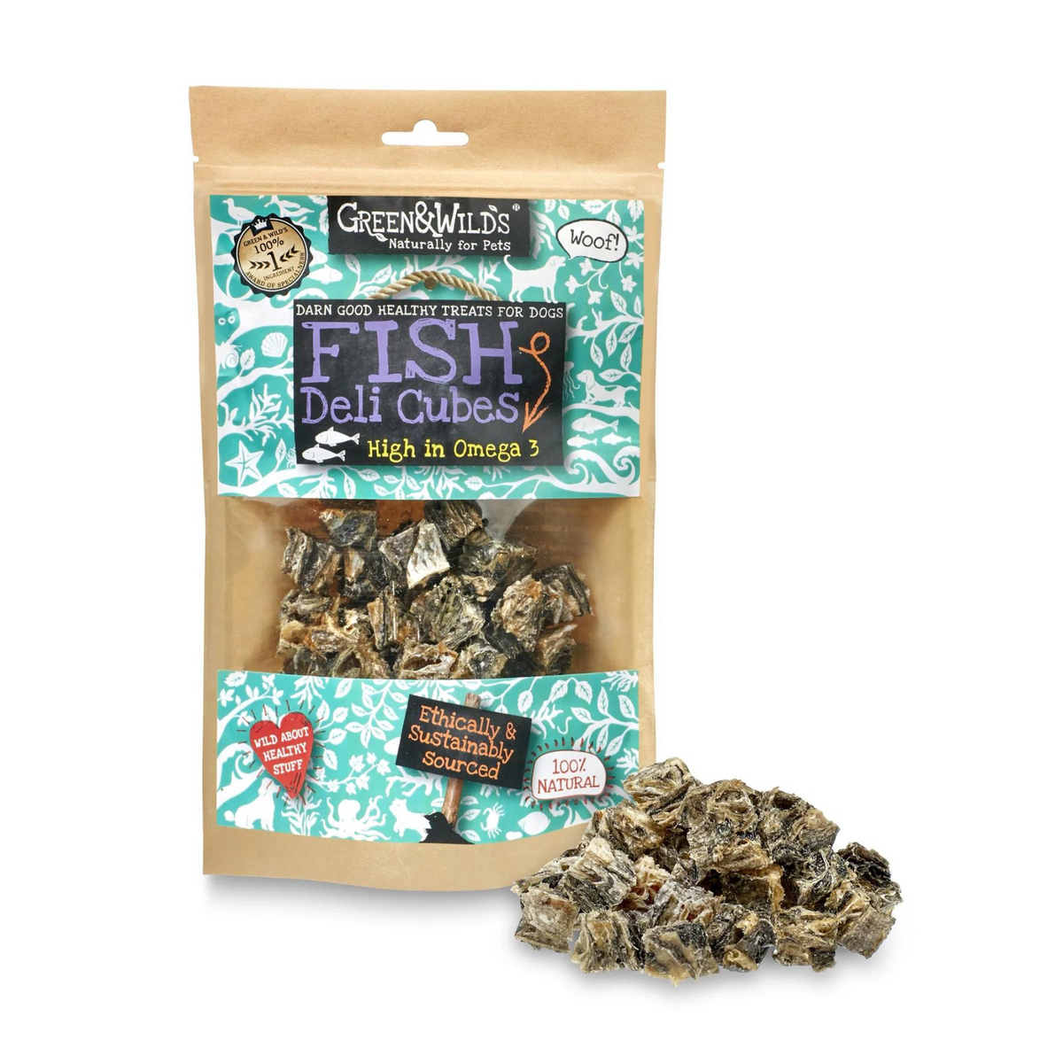 Green &amp; Wilds Deli Fish Cubes, Fish Skin Dog Treats | Barks &amp; Bunnies