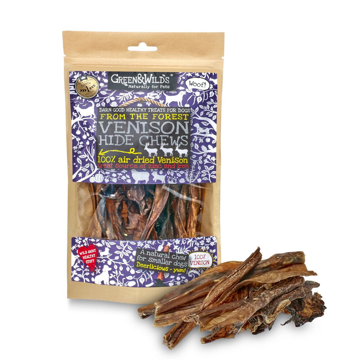 Green &amp; Wilds Venison Hide Chews Natural Dog Chew | Barks &amp; Bunnies