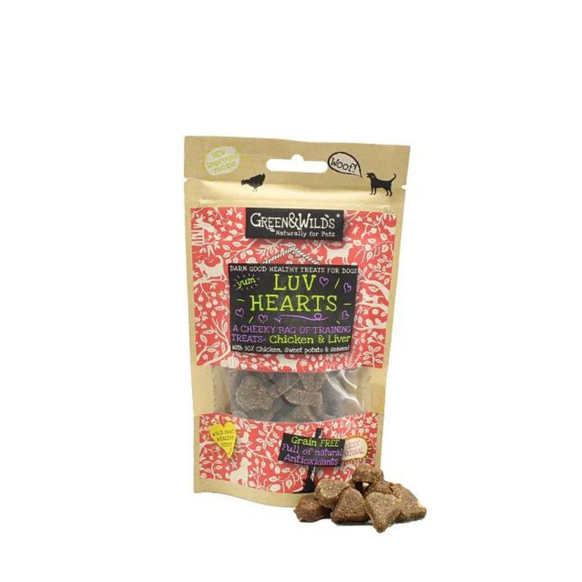 Green &amp; Wilds Chicken &amp; Liver Luv Hearts Grain Free Dog Treats | Barks &amp; Bunnies