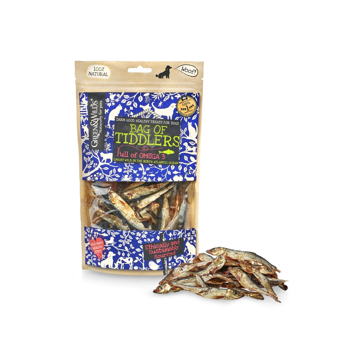 Green &amp; Wilds Bag of Tiddlers, Fish Treats for Dogs | Barks &amp; Bunnies