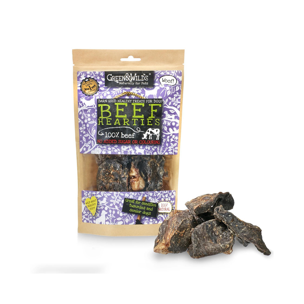 Green &amp; Wilds Beef Hearties, Dog Treats for Sensitive Stomachs | Barks &amp; Bunnies