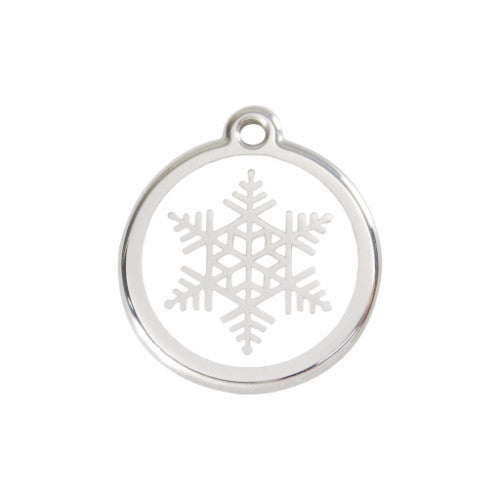 Red Dingo Snowflake Dog ID Tag, Enamel &amp; Stainless Steel | Barks &amp; Bun...