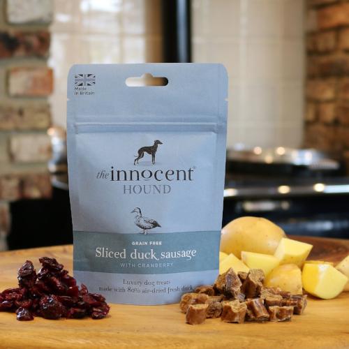 The Innocent Hound Sliced Duck &amp; Cranberry Sausages | Barks &amp; Bunnies