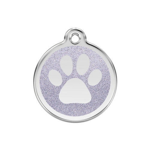 Red Dingo Glitter Paw Print Dog Tag, Enamel Pet Tag UK | Barks & Bu...