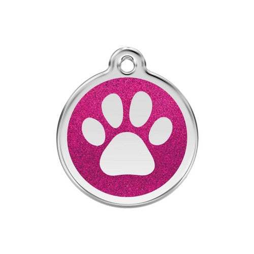 Red Dingo Glitter Paw Print Dog Tag, Enamel Pet Tag UK | Barks &amp; Bu...