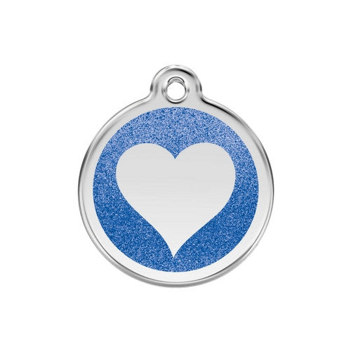 Red Dingo Glitter Heart Dog Tag, Enamel Pet Tag UK | Barks &amp; Bunnies