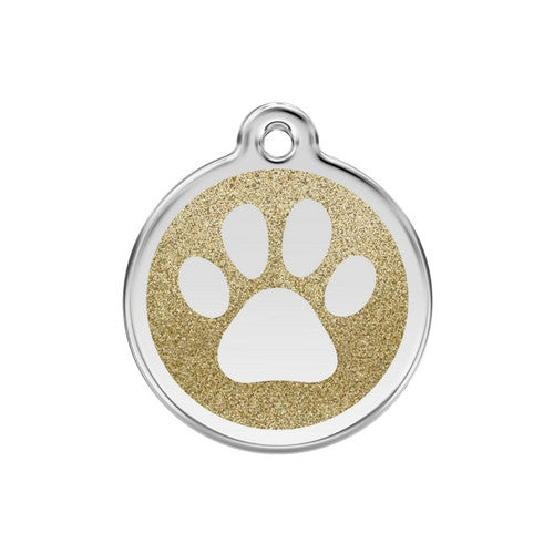 Red Dingo Glitter Paw Print Dog Tag, Enamel Pet Tag UK | Barks &amp; Bu...