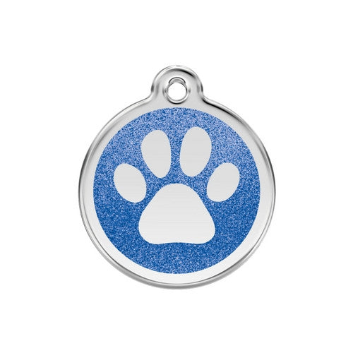 Red Dingo Glitter Paw Print Dog Tag, Enamel Pet Tag UK | Barks &amp; Bu...