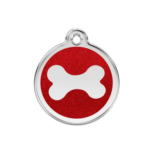 Red Dingo Glitter Bone Dog Tag, Enamel Pet Tag UK | Barks &amp; Bunnies
