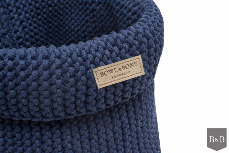 Bowl &amp; Bone Republic Cotton Basket Navy, Dog Toy Storage | Barks &amp; B..
