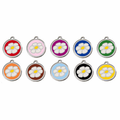Red Dingo Daisy Dog Tag, Enamel &amp; Stainless Steel | Barks &amp; Bunnies