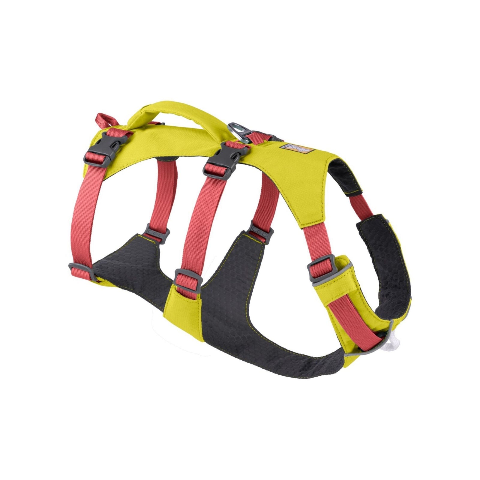 Ruffwear Flagline dog harness in Lichen Green, front view showing chest panel and adjustment straps