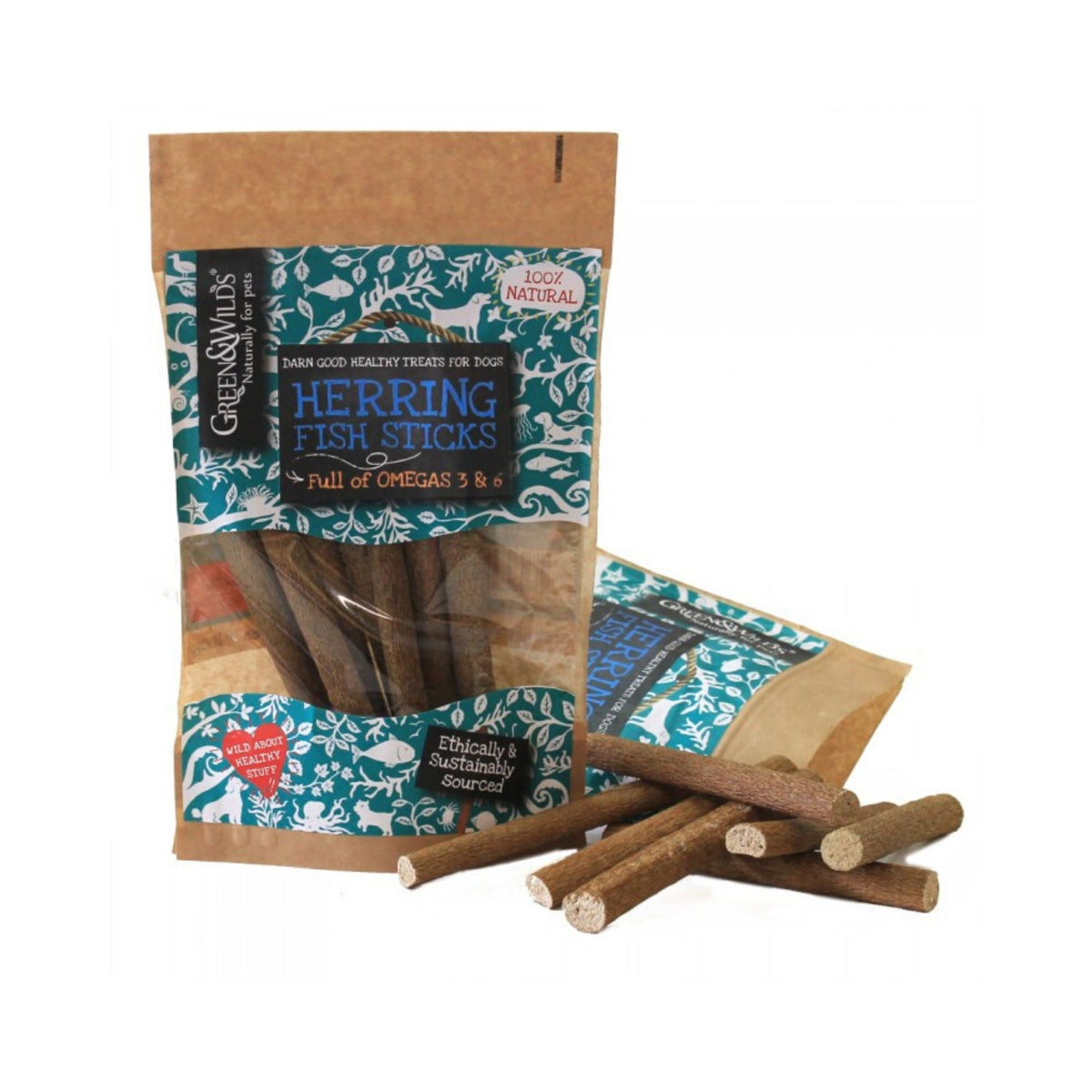 Green &amp; Wilds Herring Fish Sticks, Natural Dog Treats | Barks &amp; Bunnies