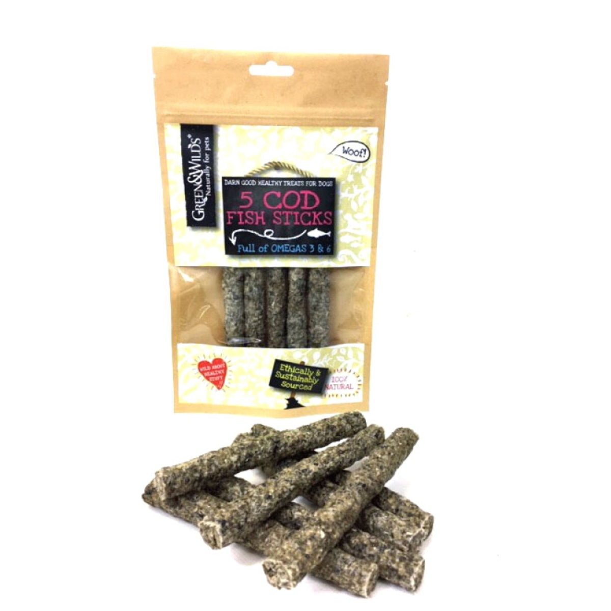 Green &amp; Wilds Cod Fish Sticks, Natural Dog Treats | Barks &amp; Bunnies