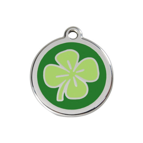 Red Dingo Clover Dog Tag, Enamel &amp; Stainless Steel | Barks &amp; Bunnies
