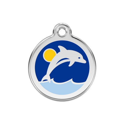 Red Dingo Dolphin Dog Tag, Enamel &amp; Stainless Steel | Barks &amp; Bunnies