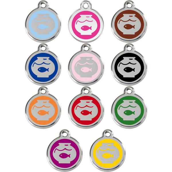Red Dingo Fish Bowl Cat Tag, Enamel Pet Tag UK | Barks &amp; Bunnies