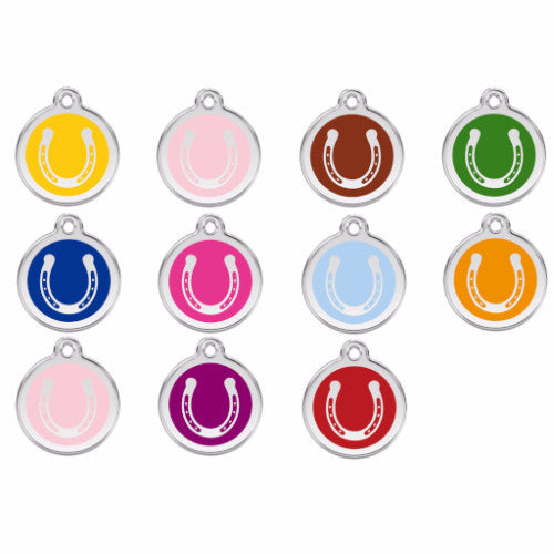 Red Dingo Dog ID Tags UK, Enamel Lucky Horseshoe | Barks &amp; Bunnies